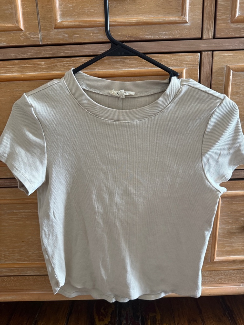 Madewell Short Sleeve Ribbed Crewneck Tee in Light Beige